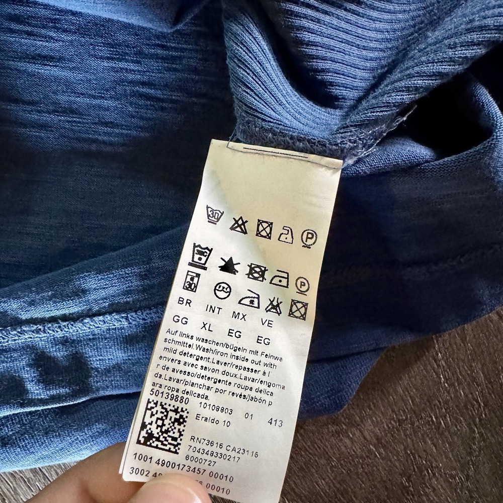 BOSS HUGO BOSS Shirt Mens XL Blue Short Sleeve V-Neck Lightweight Logo - Picture 6 of 8